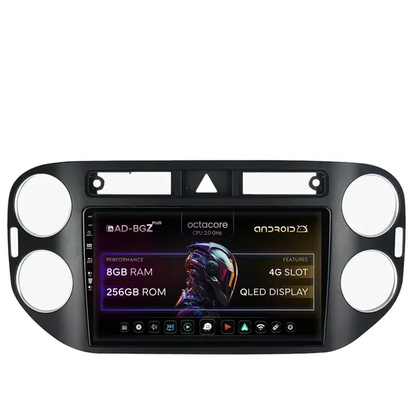 Navigatie Volkswagen Tiguan (2008-2010) VW Golf 5 Plus (2004-2012), Android, Z-Octacore 8GB RAM + 256GB ROM, 9 Inch - AD-BGZ9008+AD-BGRKIT035-0810