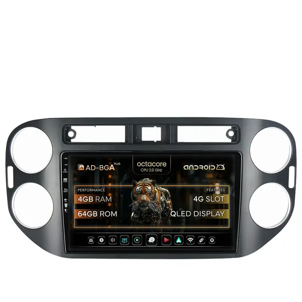 Navigatie Volkswagen Tiguan (2010-2016), Android, A-Octacore 4GB RAM + 64GB ROM, 9 Inch - AD-BGA9004+AD-BGRKIT035-1016