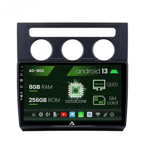 Navigatie Volkswagen Touran (2003-2010), Android 13, Z-Octacore 8GB RAM + 256GB ROM, 10.1 INCH - AD-BGZ10008+AD-BGRKIT053