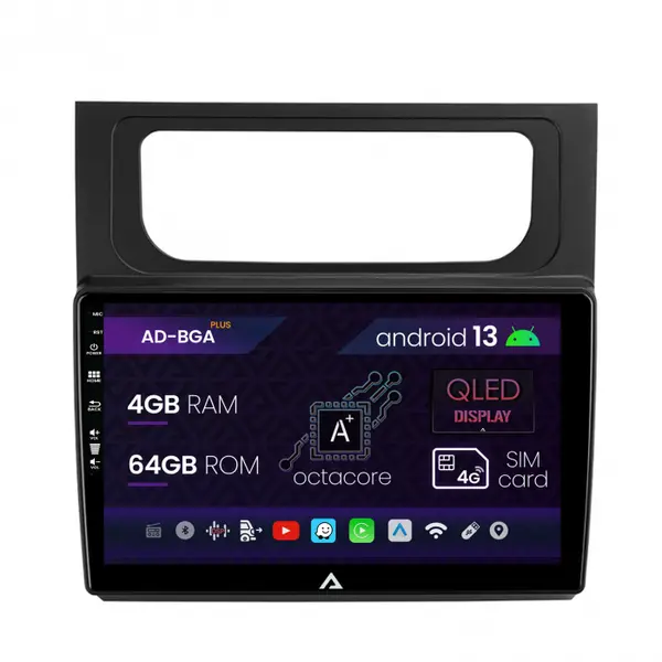 Navigatie Volkswagen Touran (2010-2016), Android 13, A-Octacore 4GB RAM + 64GB ROM, 10.1 Inch - AD-BGA10004+AD-BGRKIT042