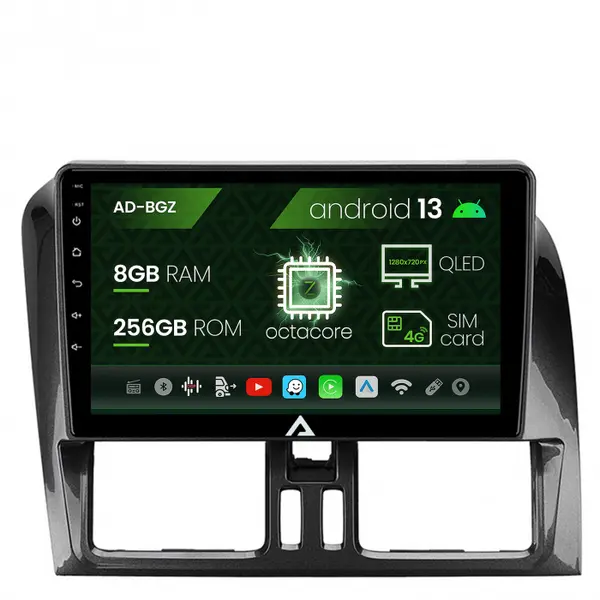 Navigatie Volvo XC60 (2013-2019), Android 13, Z-Octacore 8GB RAM + 256GB ROM, 9 Inch - AD-BGZ9008+AD-BGRKIT400-0813