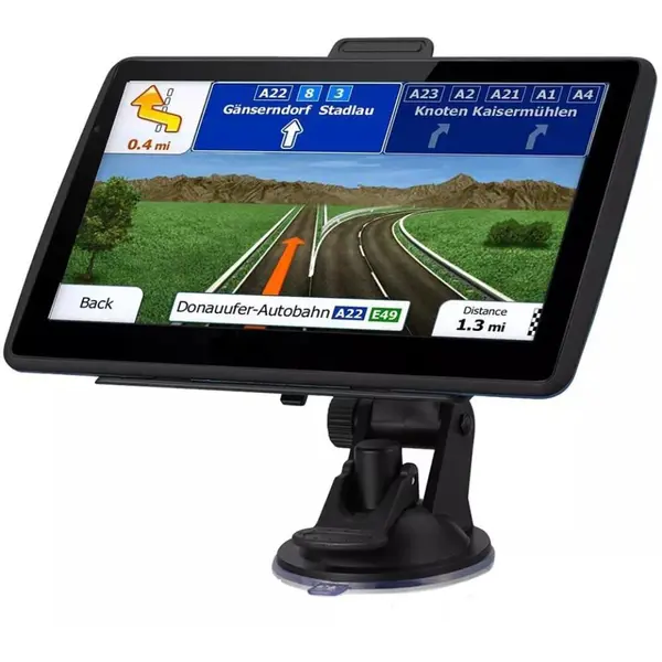 Navigator GPS 7075, 7 inch cu touch screen, memorie 8GB, cache 256M, rezolutie 800 x 480 pixeli, capacitate baterie 1800 mAh, harti IGO/Navitel, harta Europei + actualizari pe viata a hartilor