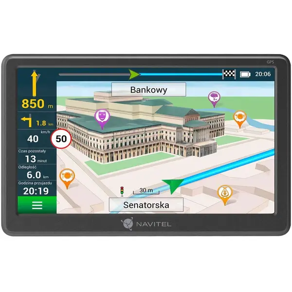 NAVITEL Navigatie GPS Navitel E707 Magnetic,ecran de 7-inch TFT, Touch screen, prindere magnetica cu alimentare integrata, 47 harti incluse, actualizari gratuite prin USB, alerte radar, ghid vocal in romana, Negru