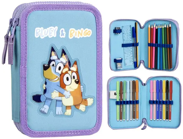 Neceser cu accesorii Cerda Bluey - Friends, 2 fermoare