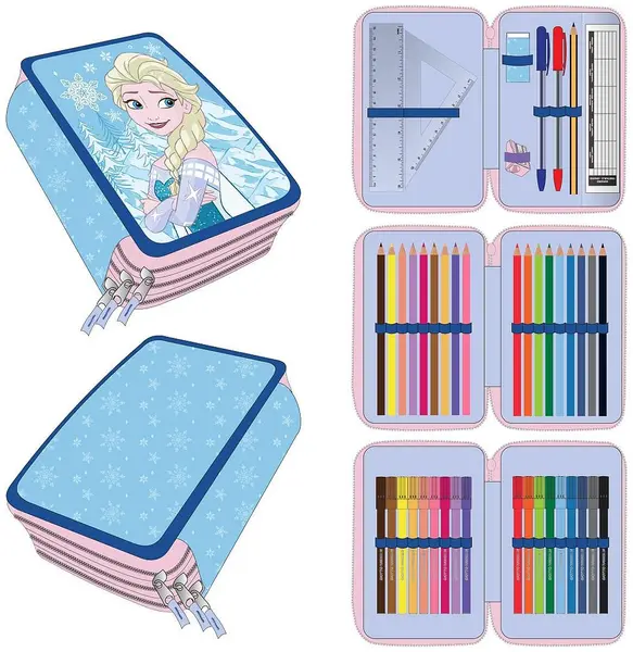 Neceser cu accesorii Cerda Frozen - Elsa, 3 fermoare