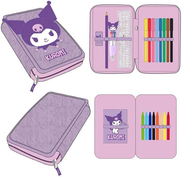 Neceser cu accesorii Cerda Hello Kitty - Kuromi, 2 fermoare