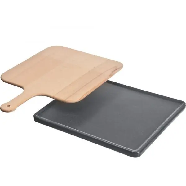 NEFF Piatra ceramica cu impingator de fag netratat NEFF Z1912X0 - 00463892, L37.5cm, l33cm, H2.50cm, G5.1kg, Greutate maxima paleta 10kg, Maximum 350°C, Ideala pentru paine si pizza, Rez la piroliza, Anthracite