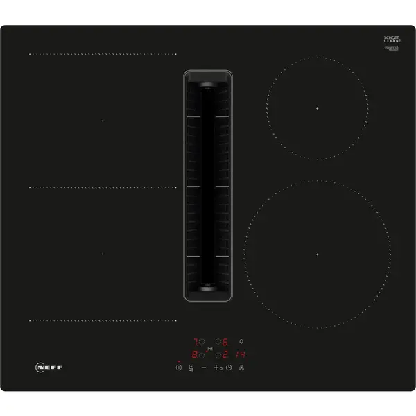NEFF Plita incorporabila cu inductie Neff V56NBS1L0 N 50 si sistem de vetilatie integrat, 4 zone de gatit, 60 cm, TouchControl, Negru