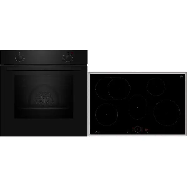 NEFF Set Neff BX18IB, cuptor electric B1DCA0AK0 (N 30), 71 l, 60 cm și plită cu inducție T58SHF1L0, 4 zone gatit, Negru