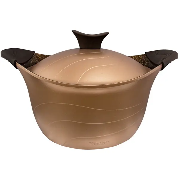 NeoKlein Oala cu capac Neoklein CS30, diametru 30 cm, capacitate 6.8 L, aluminiu turnat, invelis anti-aderent, Auriu