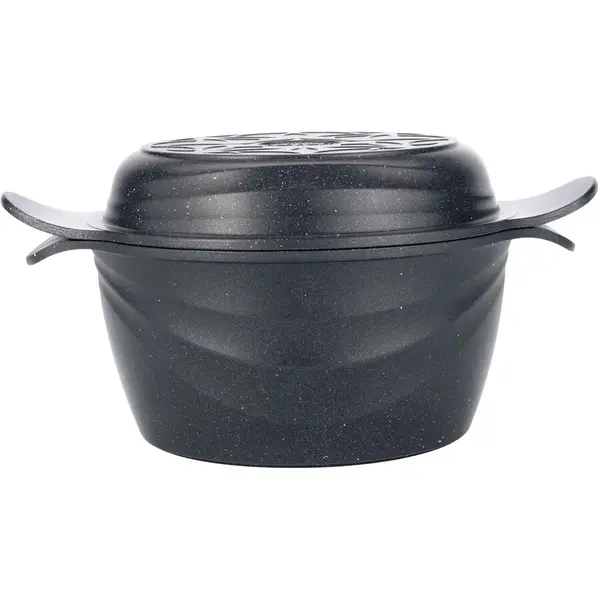 NeoKlein Oala Neoklein CS18-Black 2in1, cu capac ce poate fi folosit ca tigaie, 18 cm, 1.8 L, aluminiu turnat, invelis anti-aderent, Negru