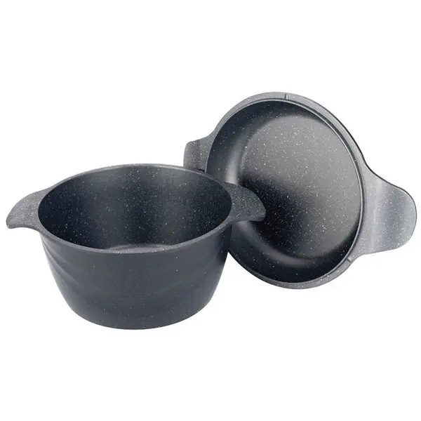 NeoKlein Oala Neoklein CS24-Black 2in1, cu capac ce poate fi folosit ca tigaie grill, 24 cm, 4.4 L, aluminiu turnat, invelis anti-aderent, Negru