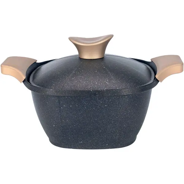 NeoKlein Oala Neoklein SCS22-Black, cu capac, 22 cm, 3.7 L, aluminiu turnat, invelis anti-aderent, Negru