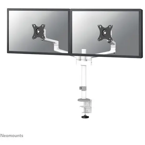 NEOMOUNTS Suport birou dublu pentru monitoare NEOMOUNTS DS60-425WH2, Pentru 2 monitoare, Diagonala 17-27, Greutate maxima 8 kg per monitor, VESA 75x75~100x100, Alb