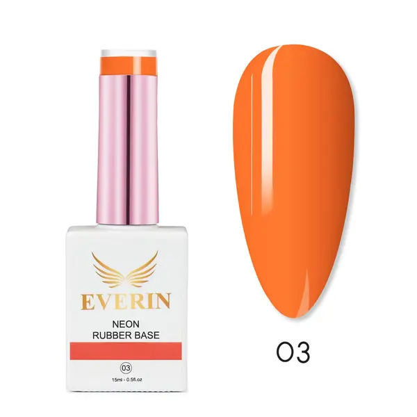 Neon Rubber Base Everin 15ml 03 - Bază Rubber Portocaliu Neon