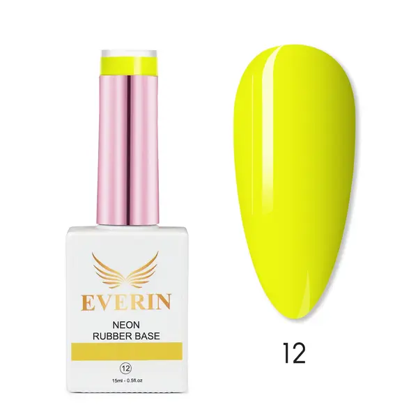 Neon Rubber Base Everin 15ml 12 - Bază Rubber Galben Lime Neon