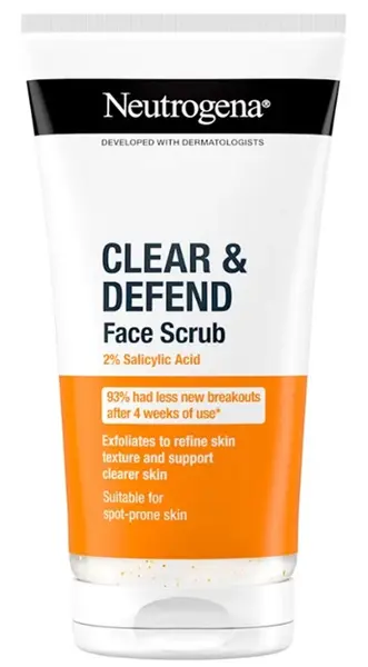 Neutrogena Clear & Defend Exfoliant pentru față cu acid salicilic, 150 ml
