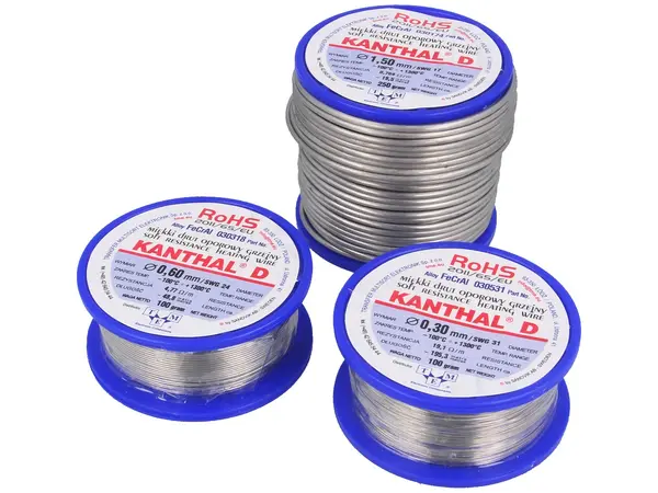 Nichelină - Sârmă rezistivă 0.6mm Temperatură -100÷1300°C Ambalaj : 0,1kg Ø Exterior : 0.6mm KANTHAL-D-0.60/100
