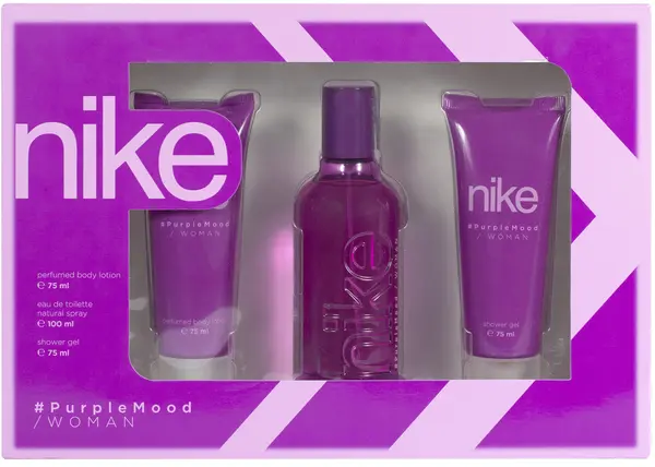 Nike Set Purple Mood - Apă de toaletă, Gel de duș și Loțiune, 100 + 2 x 75 ml