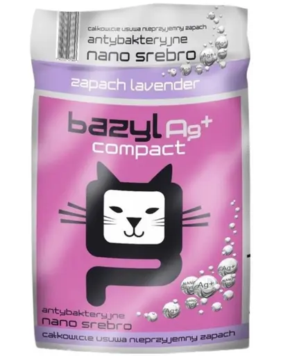 Nisip bentonitic pisici lavandă antibacterian Bazyl Ag+ Compact 5L