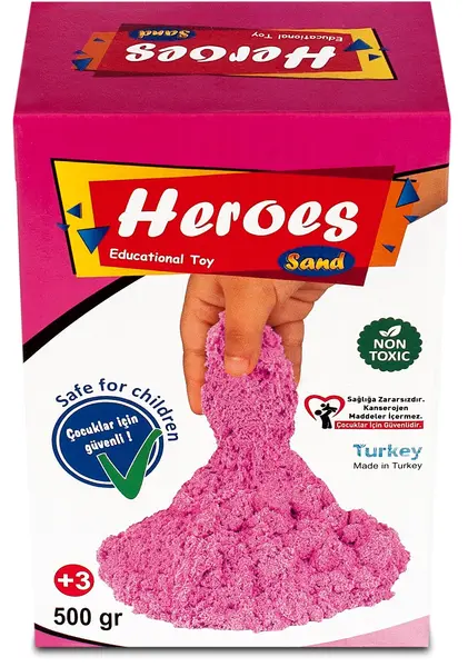 Nisip de joacă în cutie Heroes - Roz, 500 g