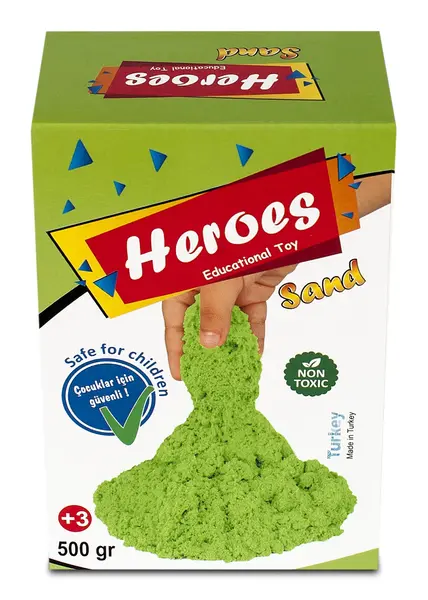 Nisip pentru joacă în cutie Heroes - Culoare verde, 500 g