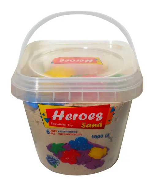 Nisip pentru joacă în găleată Heroes - Culoare naturală cu 6 figurine, 1000 g