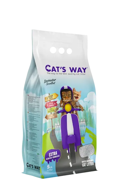 Nisip pentru litiera BENTONITA, CAT'S WAY, Lavanda, 5L, 4.25 KG
