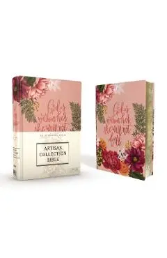 Niv, Artisan Collection Bible, Cloth Over Board, Pink Floral, Designed Edges Under Gilding, Red Letter Edition, Comfort Print - Zondervan