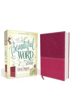 NIV, Beautiful Word Bible, Large Print, Imitation Leather, Pink: 500 Full-Color Illustrated Verses - Zondervan