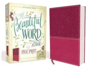 NIV, Beautiful Word Bible, Large Print, Imitation Leather, Pink: 500 Full-Color Illustrated Verses, Hardcover/Zondervan