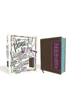 Niv, Beautiful Word Coloring Bible and 8-Pencil Gift Set, Leathersoft, Brown: Hundreds of Verses to Color - Zondervan