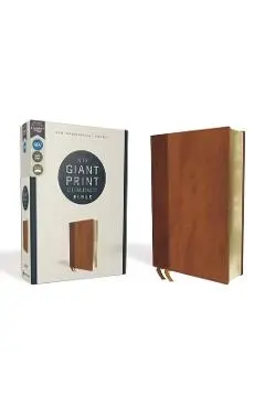 Niv, Giant Print Compact Bible, Leathersoft, Brown, Red Letter Edition, Comfort Print - Zondervan