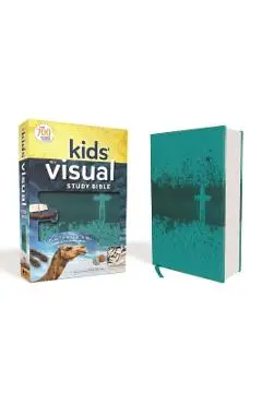 Niv, Kids' Visual Study Bible, Leathersoft, Teal, Full Color Interior: Explore the Story of the Bible---People, Places, and History - Zondervan