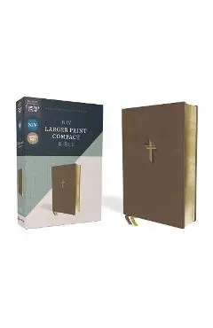 Niv, Larger Print Compact Bible, Leathersoft, Brown, Red Letter, Comfort Print - Zondervan