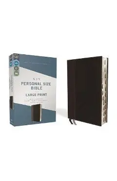 Niv, Personal Size Bible, Large Print, Leathersoft, Black, Red Letter, Thumb Indexed, Comfort Print - Zondervan