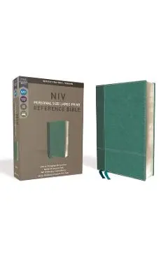 NIV, Personal Size Reference Bible, Large Print, Imitation Leather, Blue, Red Letter Edition, Comfort Print - Zondervan