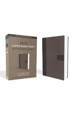NIV, Super Giant Print Reference Bible, Giant Print, Imitation Leather, Gray, Red Letter Edition - Zondervan