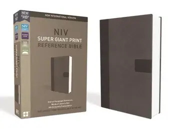 NIV, Super Giant Print Reference Bible, Giant Print, Imitation Leather, Gray, Red Letter Edition, Hardcover/Zondervan