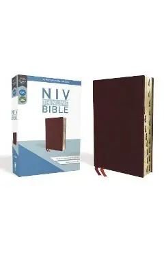 NIV, Thinline Bible, Bonded Leather, Burgundy, Indexed, Red Letter Edition - Zondervan