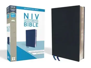 NIV, Thinline Bible, Bonded Leather, Navy, Indexed, Red Letter Edition, Hardcover/Zondervan
