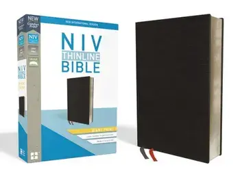 NIV, Thinline Bible, Giant Print, Bonded Leather, Black, Indexed, Red Letter Edition, Hardcover/Zondervan