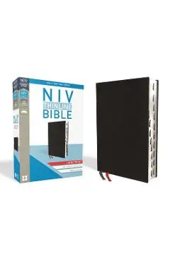 NIV, Thinline Bible, Large Print, Bonded Leather, Black, Indexed, Red Letter Edition - Zondervan