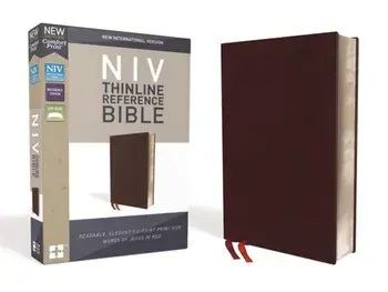 NIV, Thinline Reference Bible, Bonded Leather, Burgundy, Red Letter Edition, Comfort Print, Hardcover/Zondervan