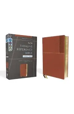 Niv, Thinline Reference Bible, Large Print, Leathersoft, Brown, Red Letter, Comfort Print - Zondervan
