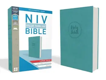 NIV, Value Thinline Bible, Large Print, Imitation Leather, Blue, Hardcover/Zondervan