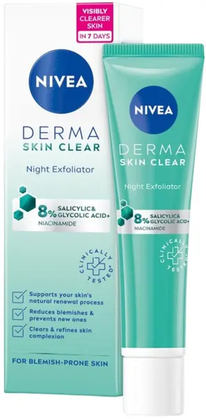 Nivea Derma Skin Clear Scrub facial de noapte, 40 ml