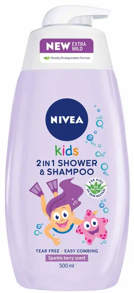 Nivea Kids Gel de duș și șampon pentru copii, 2 în 1, 500 ml