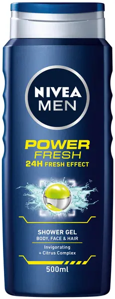Nivea Men Gel de duș Power Fresh, 500 ml