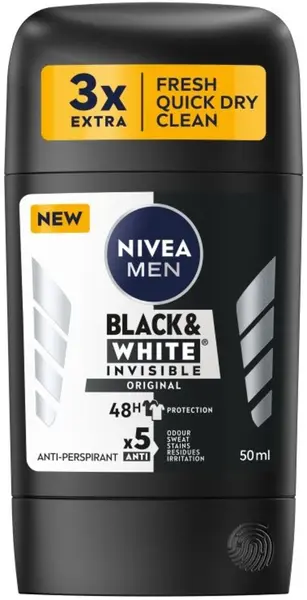 Nivea Men Stick antiperspirant Black & White, Original, 50 ml